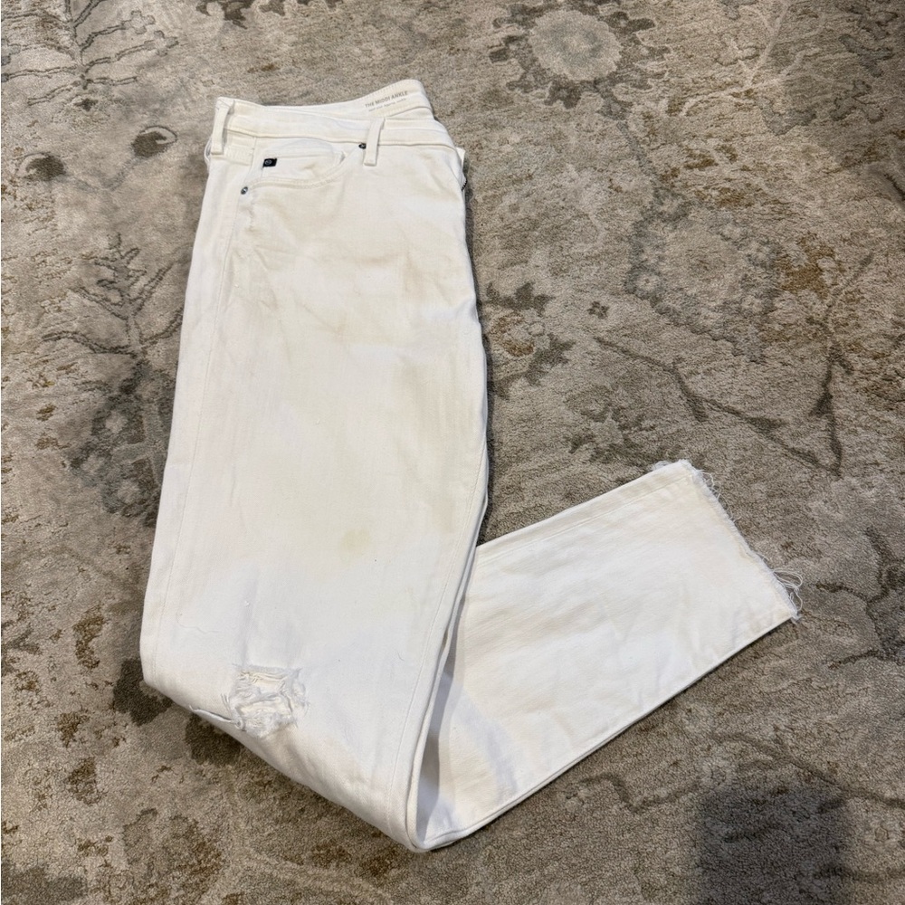 AG Adriano Goldschmied The Middi Ankle Jeans - White, size 32R